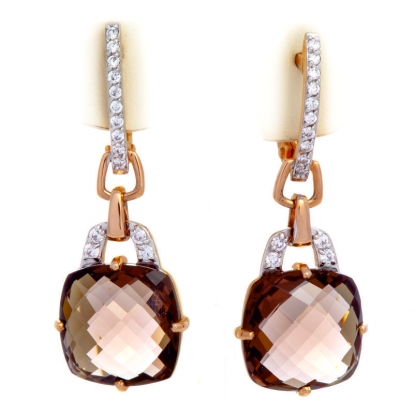 Серьги с раух-топазом